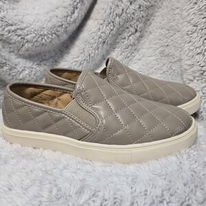 Quilted Taupe Slip-On Sneakers